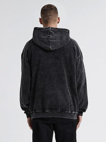 Mens Oversized Hoodies Pullover Women Fall Acid Wash Plain Preppy Hoodie Streetwear Cotton Vintage Hooded Sweatshirt