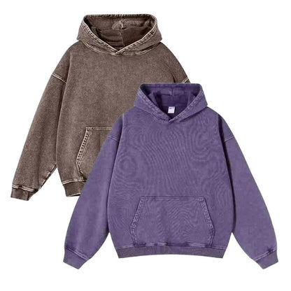Mens Oversized Hoodies Pullover Women Fall Acid Wash Plain Preppy Hoodie Streetwear Cotton Vintage Hooded Sweatshirt