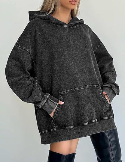 Mens Oversized Hoodies Pullover Women Fall Acid Wash Plain Preppy Hoodie Streetwear Cotton Vintage Hooded Sweatshirt