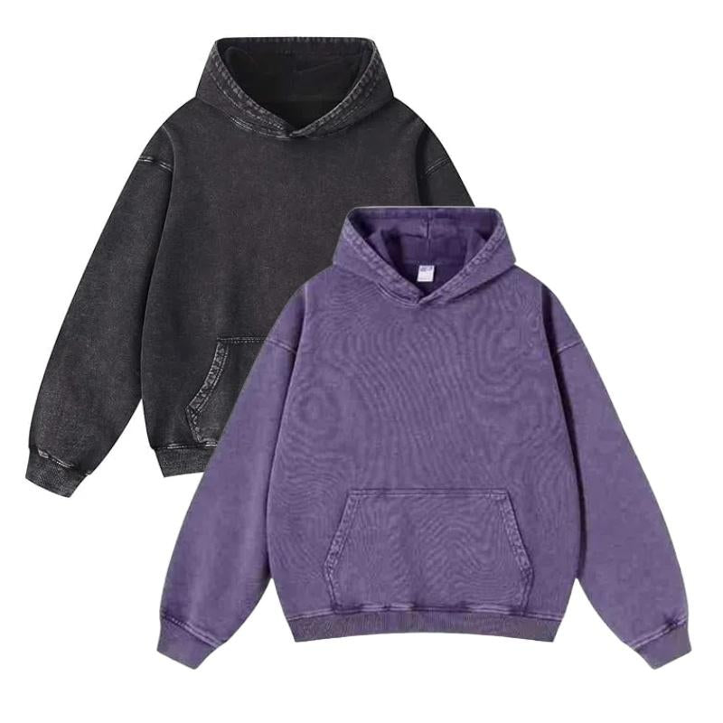 Mens Oversized Hoodies Pullover Women Fall Acid Wash Plain Preppy Hoodie Streetwear Cotton Vintage Hooded Sweatshirt