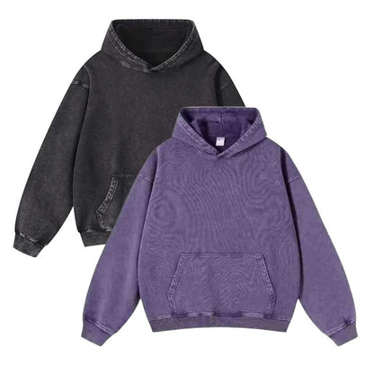 Mens Oversized Hoodies Pullover Women Fall Acid Wash Plain Preppy Hoodie Streetwear Cotton Vintage Hooded Sweatshirt