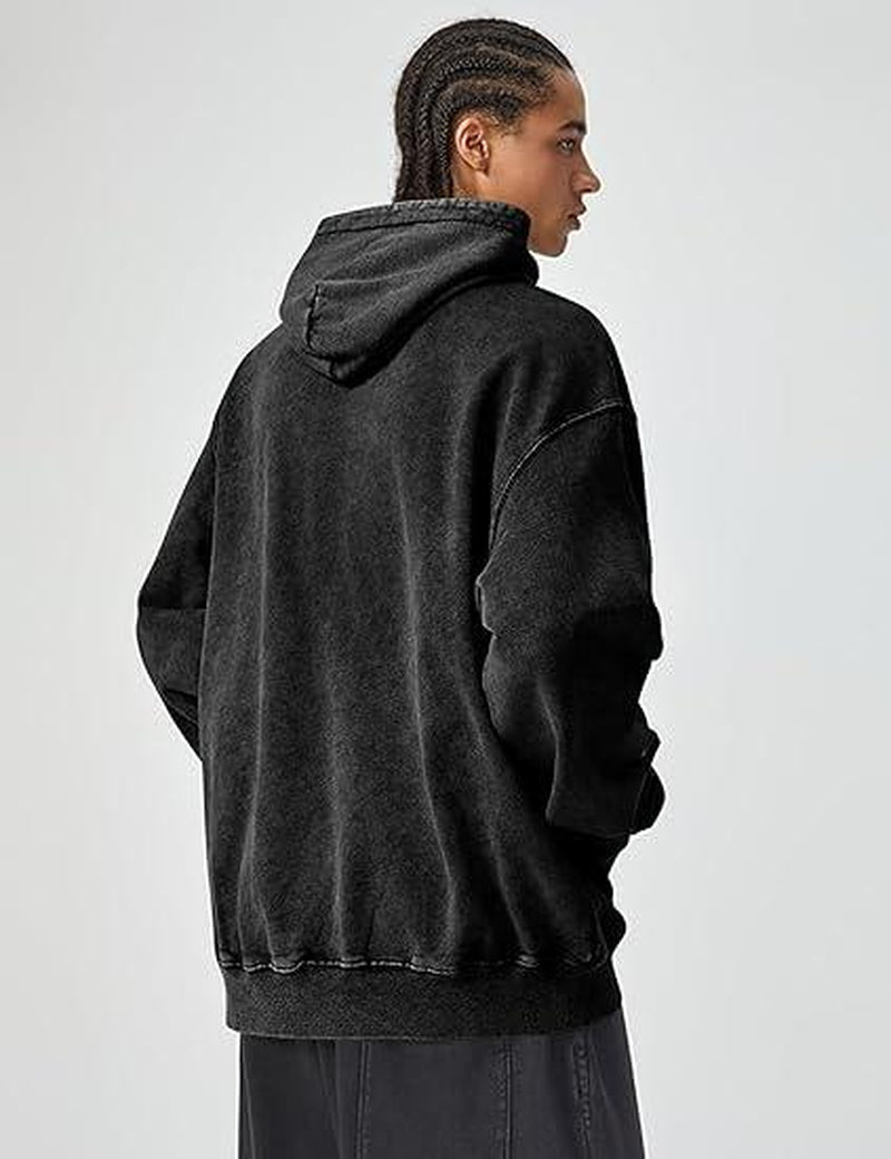 Mens Oversized Hoodies Pullover Women Fall Acid Wash Plain Preppy Hoodie Streetwear Cotton Vintage Hooded Sweatshirt