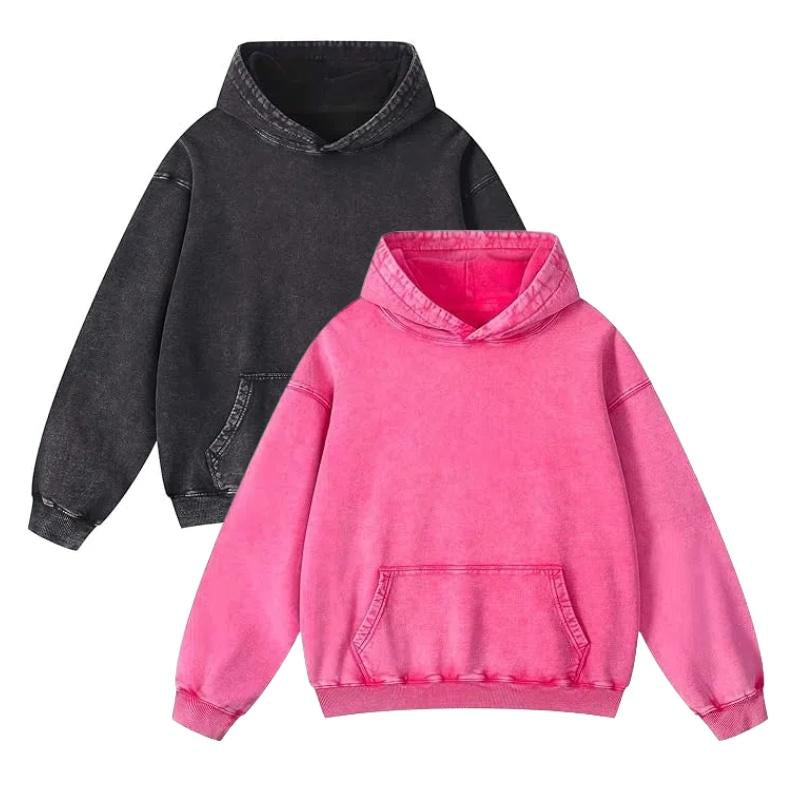Mens Oversized Hoodies Pullover Women Fall Acid Wash Plain Preppy Hoodie Streetwear Cotton Vintage Hooded Sweatshirt