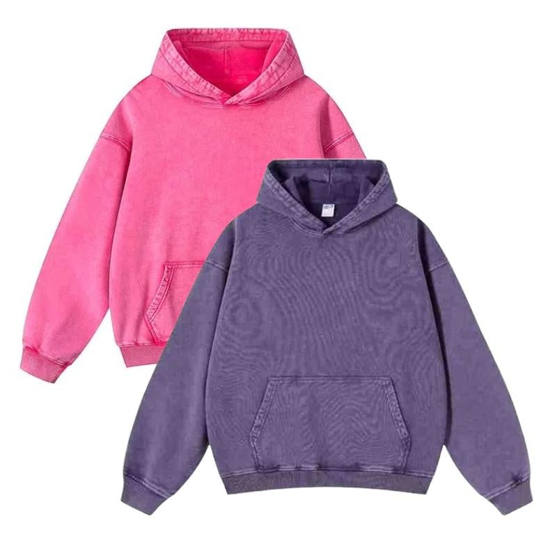 Mens Oversized Hoodies Pullover Women Fall Acid Wash Plain Preppy Hoodie Streetwear Cotton Vintage Hooded Sweatshirt