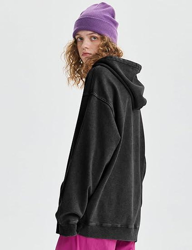 Mens Oversized Hoodies Pullover Women Fall Acid Wash Plain Preppy Hoodie Streetwear Cotton Vintage Hooded Sweatshirt