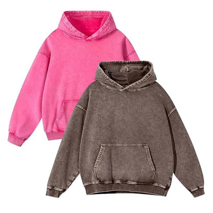Mens Oversized Hoodies Pullover Women Fall Acid Wash Plain Preppy Hoodie Streetwear Cotton Vintage Hooded Sweatshirt