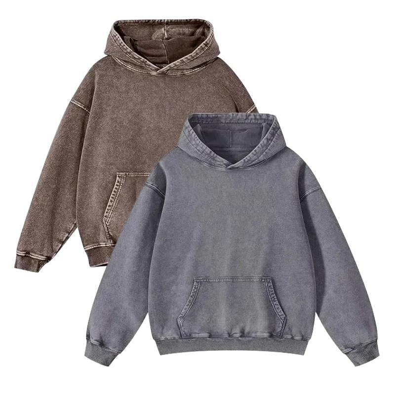 Mens Oversized Hoodies Pullover Women Fall Acid Wash Plain Preppy Hoodie Streetwear Cotton Vintage Hooded Sweatshirt