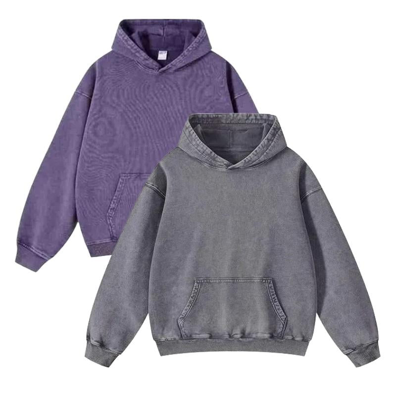 Mens Oversized Hoodies Pullover Women Fall Acid Wash Plain Preppy Hoodie Streetwear Cotton Vintage Hooded Sweatshirt