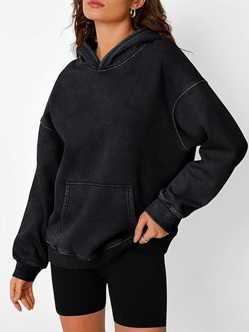 Mens Oversized Hoodies Pullover Women Fall Acid Wash Plain Preppy Hoodie Streetwear Cotton Vintage Hooded Sweatshirt