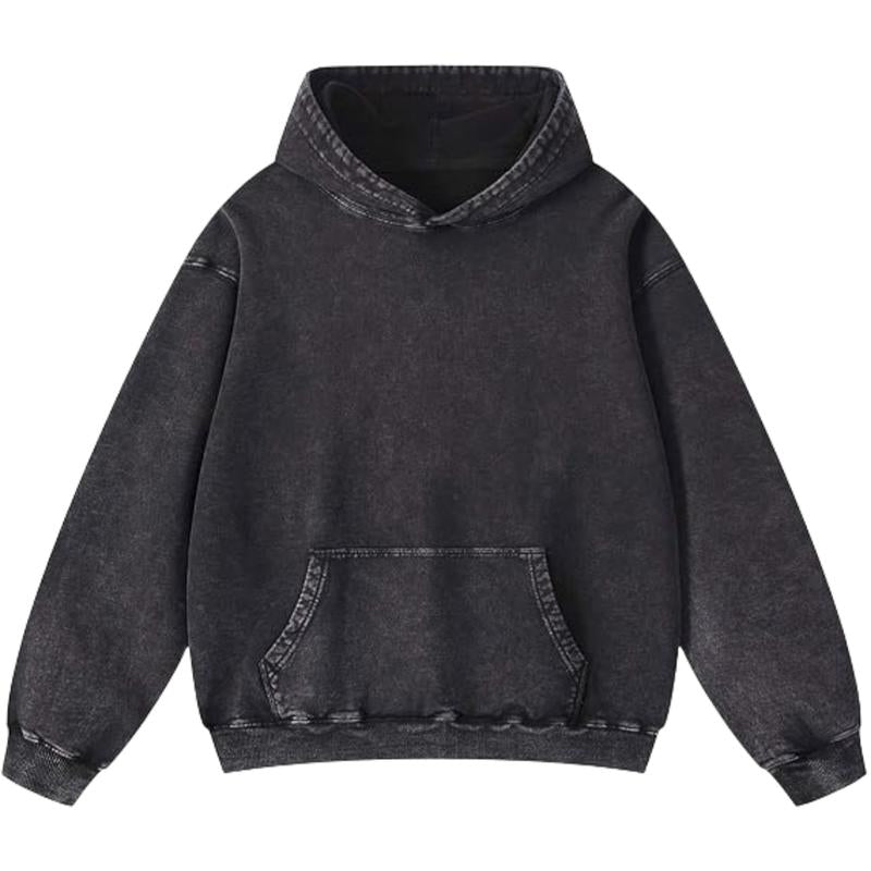 Mens Oversized Hoodies Pullover Women Fall Acid Wash Plain Preppy Hoodie Streetwear Cotton Vintage Hooded Sweatshirt