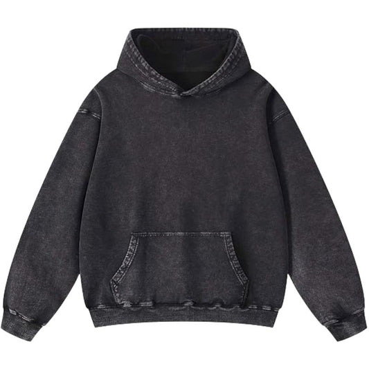 Mens Oversized Hoodies Pullover Women Fall Acid Wash Plain Preppy Hoodie Streetwear Cotton Vintage Hooded Sweatshirt
